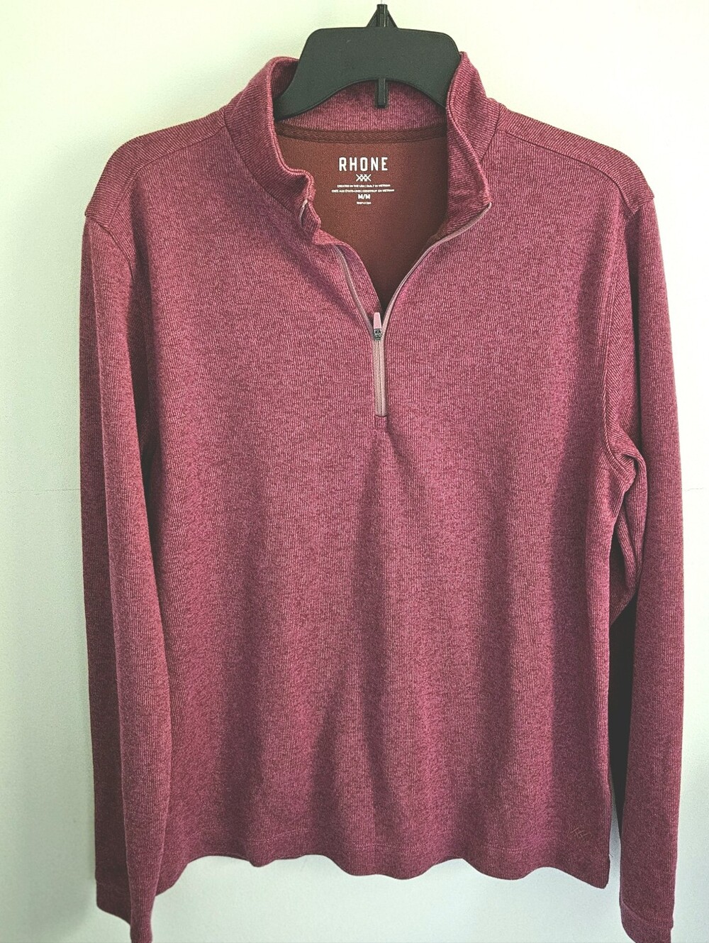 RHONE Knit Quarter Zip Pullover Jacket Pale Burgundy